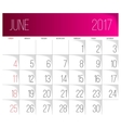 june 2017 calendar template vector image