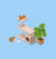 cute funny cat and tree in room house vector image vector image