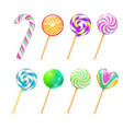 realistic lollipops candies isolated vector image