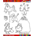 cartoon christmas themes for coloring vector image