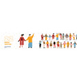 set of happy people holding hands together unity vector image