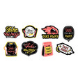 take away lettering labels takeaway food tag vector image vector image