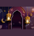 islamic purple background vector image vector image