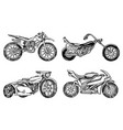 set of vintage motorcycles collection bicycles vector image vector image