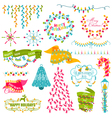 christmas frames wreath light bulbs set vector image