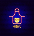 menu neon label vector image