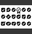 set of black check mark badge icons vector image