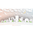 anchorage alaska usa city skyline in paper cut vector image vector image