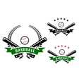 baseball emblems with crossed bats vector image