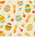easter seamless pattern with cute rabbit and eggs vector image