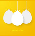 easter greeting card with hanging paper eggs vector image