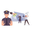 police stop corruption composition vector image vector image