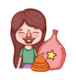 little girl with mask and balloon helium fools day vector image vector image
