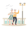 old male and female dancing on street senior vector image