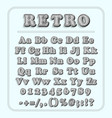 retro font on light blue background the alphabet vector image