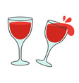 two glasses with wine flat icons vector image