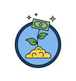 business money growth plant with banknote retro vector image vector image