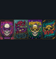 mardi gras set posters colorful vector image vector image