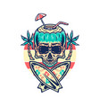skull summer beach vector image vector image
