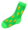 sock with funny pattern cartoon green footwear vector image vector image