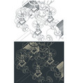water pumping station system isometric blueprints vector image vector image
