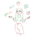woman and vegetables vector image