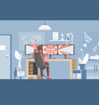 young man sitting in gaming chair and playing vector image