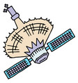 spacecraft doodle planet satellite space station vector image vector image