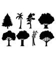 set plant and tree silhouette vector image