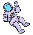 greeting astronaut doodle spaceman waving hand vector image vector image
