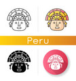 incas icons set man face in traditional inca vector image