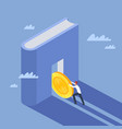 investing in education man rolls gold coin vector image
