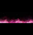 pink smoke on transparent stars in night sky vector image