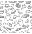seamless pattern hand drawn breakfast vector image