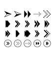 set of simple black arrows vector image