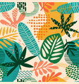 abstract seamless pattern with tropical leaves vector image