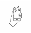 hand photographed on mobile phone icon vector image