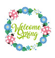 wreath flowers ladybugs welcome spring decoration vector image