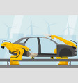 welding robots on the car assembly line vector image
