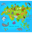 map of eurasia with animals vector image