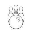 doodle bowling ball and pins vector image