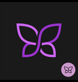 elegant butterfly logo on a dark background one vector image vector image