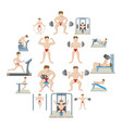 gym icons set cartoon style vector image vector image