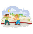 little boys turn pages great book vector image vector image