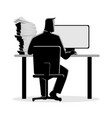 Man working behind desktop computer Royalty Free Vector