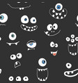cute monster faces seamless pattern cartoon vector image vector image