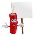 dynamite mascot holding a sign vector image