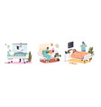 elderly patients lying in hospital bed with nurse vector image