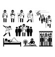 mahatma gandhi stick figures icons set vector image vector image