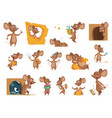 mouse cartoon small mice in action poses lab vector image
